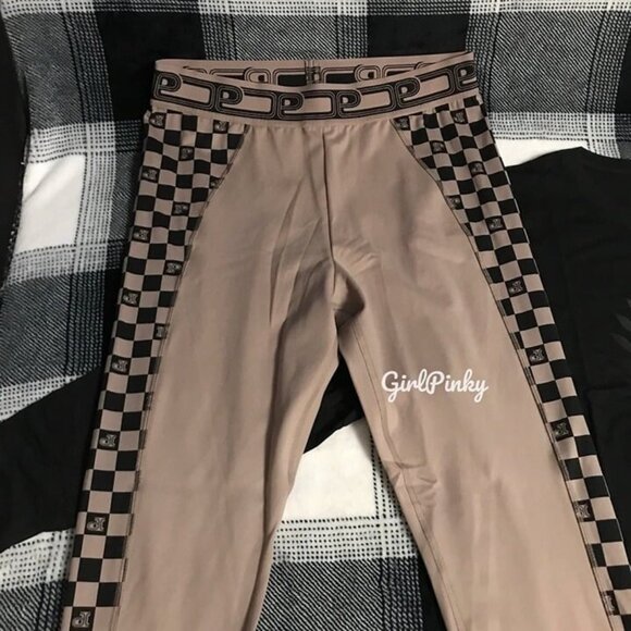 VS PINK Black Bling Logo Campus Tee WITH Checkered Ultimate Leggings EXTRA LARGE - Picture 9 of 11